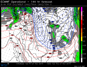 Euro model out to Thanksgiving still carries light snow possible