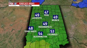 Forecast temperature 5 PM Saturday form RPM model