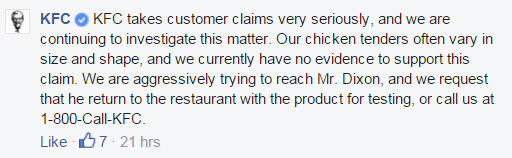 KFC statement