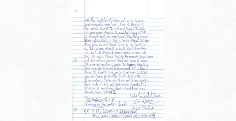 Moments in Time is selling the prison letters of Tupac Shakur.