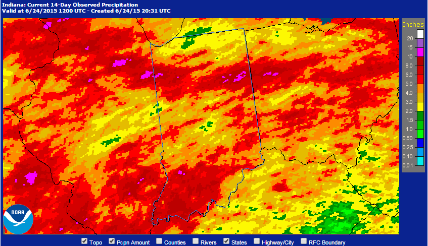2 week rainfall totals ending June 24th