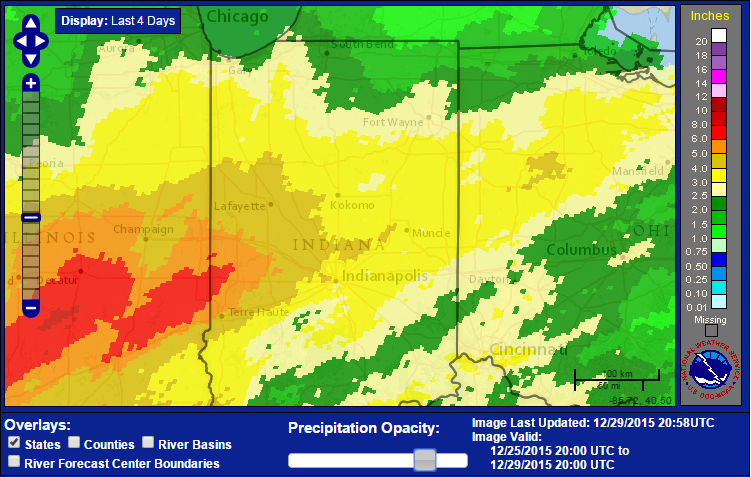 Storm total rainfall Dec 26 to 28th