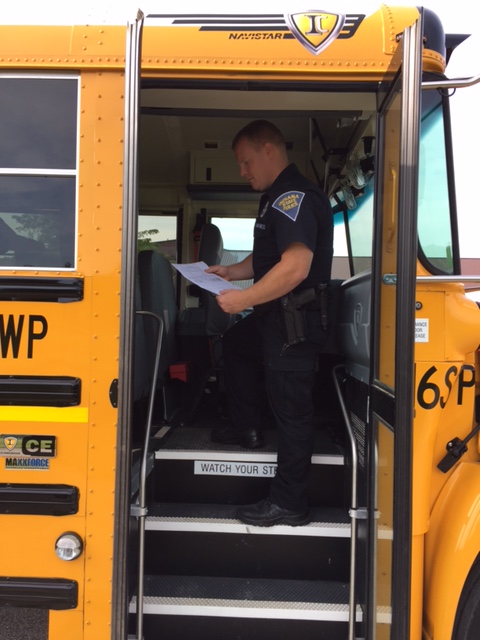 Putnamville school bus inspection. (picture courtesy of Indiana State Police)