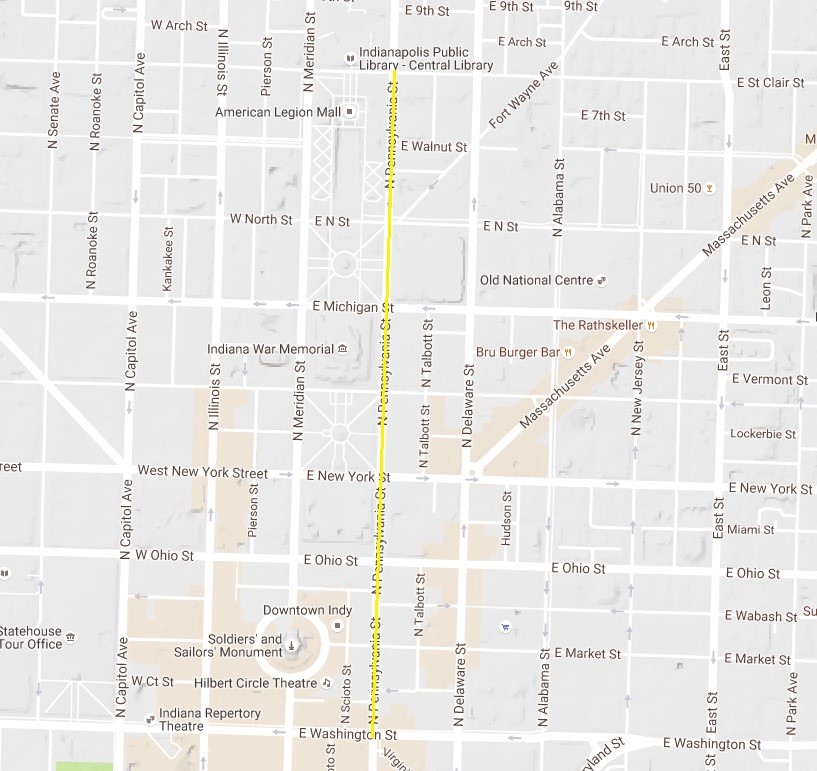 downtown Indianapolis bollard removal map