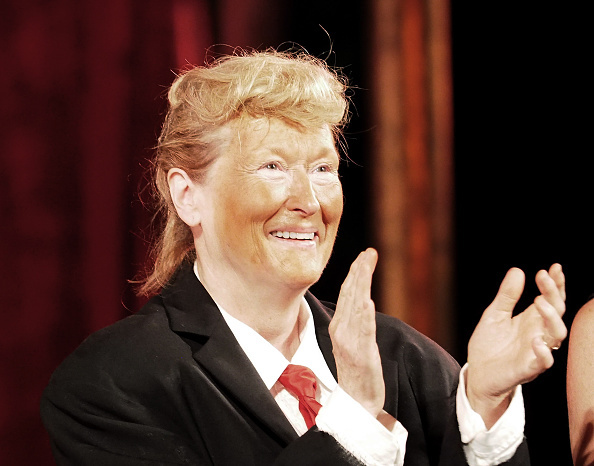 Meryl Streep, dressed as Donald Trump, performs onstage at the 2016 Public Theater Gala at Delacorte Theater on June 6, 2016 in New York City. (Photo by Paul Zimmerman/WireImage)