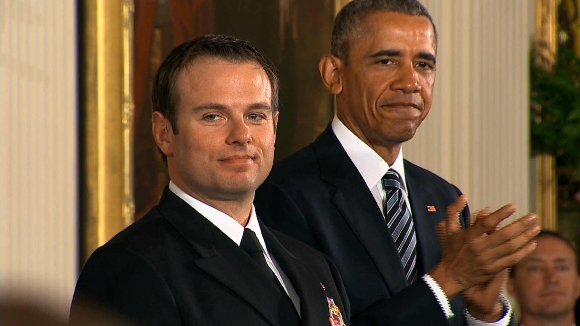 President Obama presents the Medal of Honor to Senior Chief Special Warfare Operator Edward Byers, U.S. Navy East Room