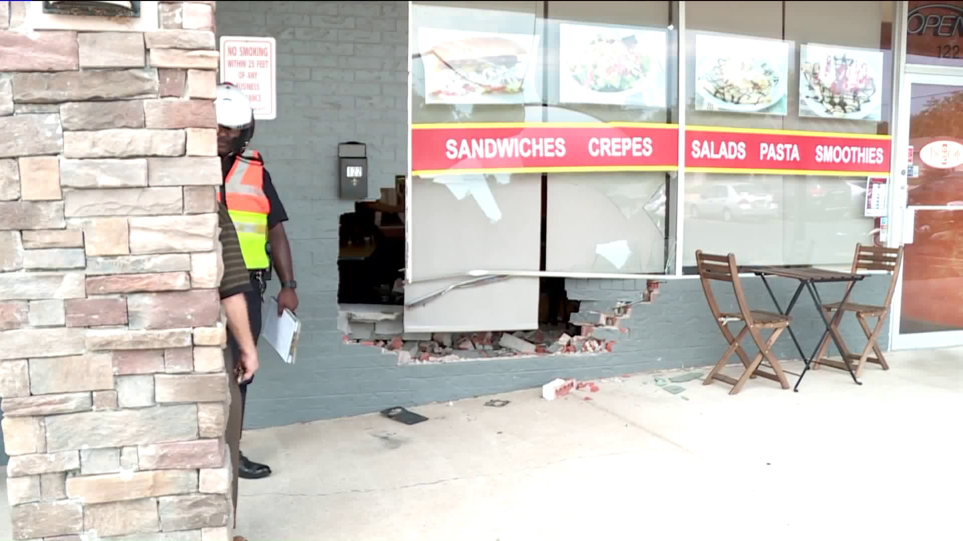 Car drives in to Edmond restaurant