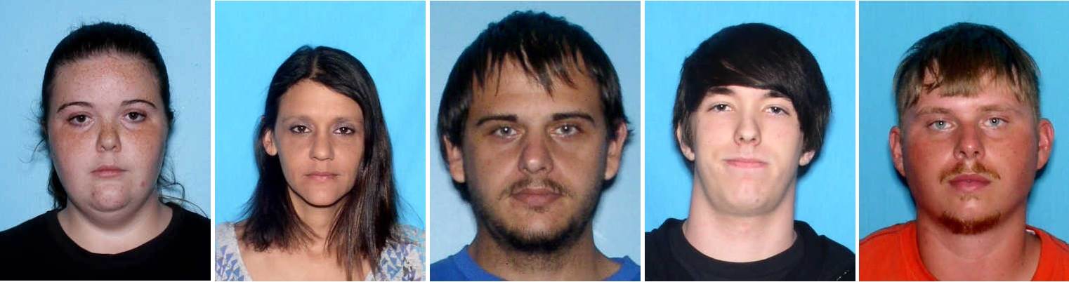 From left: Murder victims Chelsea Marie Reed, who was five months pregnant; Shannon Melissa Randall; Robert Lee Brown; Justin Kaleb Reed; and Joseph Adam Turner. Mobile County Sheriff's Office