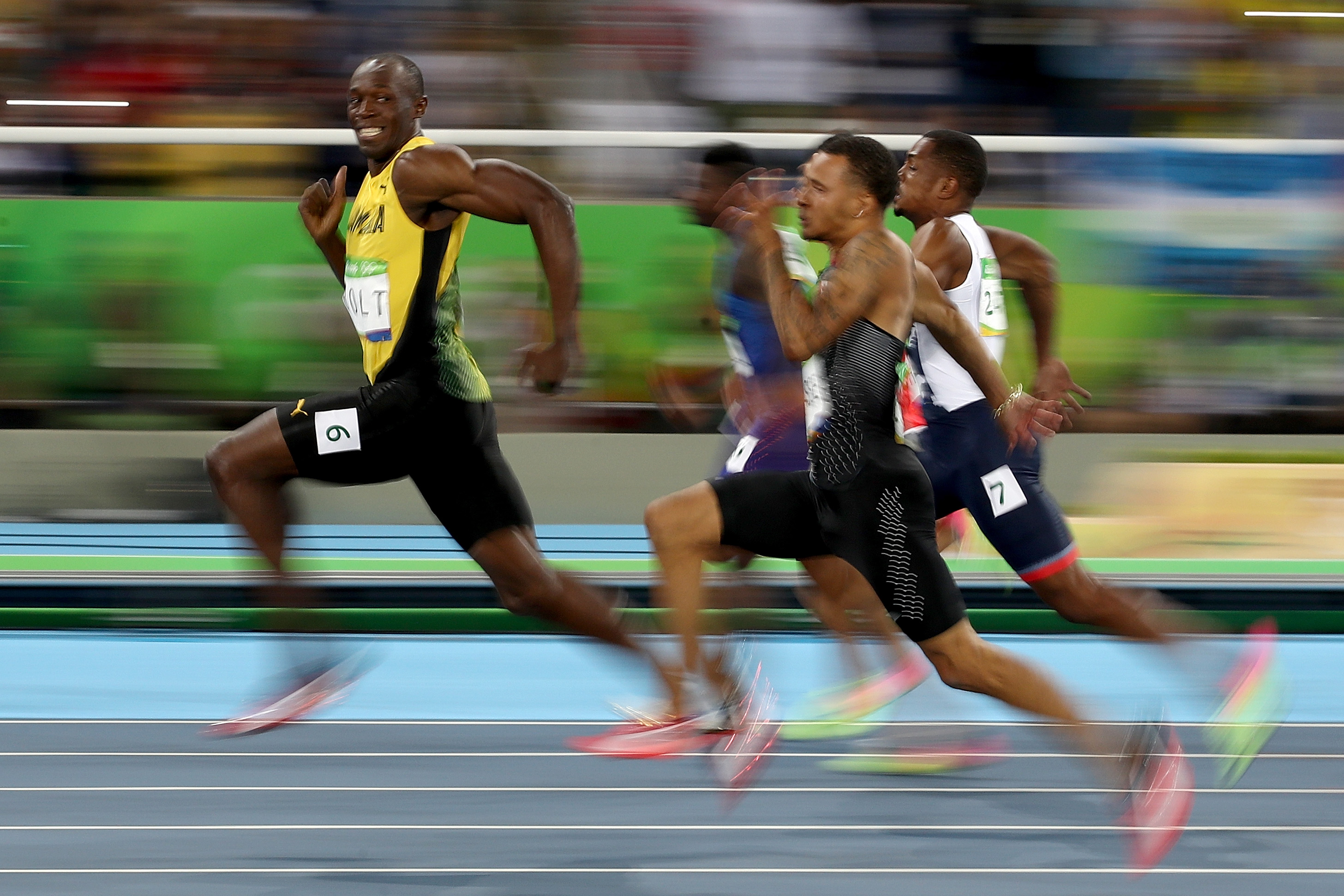 Usain Bolt of Jamaica competes in the Men's 100 meter semifinal on Day 9 of the Rio 2016 Olympic Games at the Olympic Stadium on August 14, 2016 in Rio de Janeiro, Brazil. (Photo by Cameron Spencer/Getty Images)