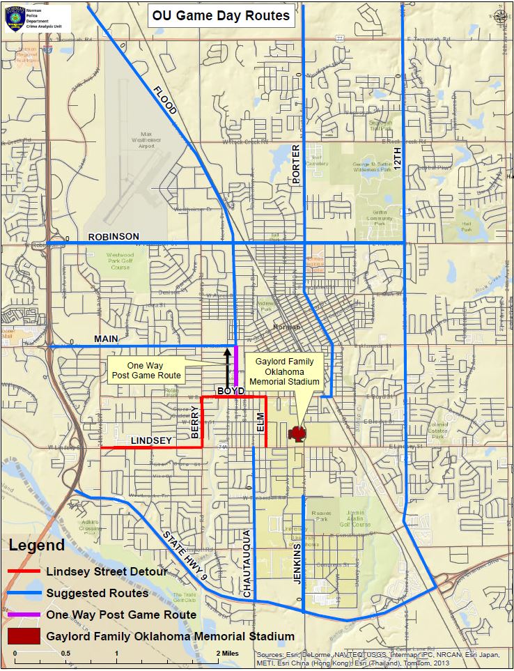 OU Game Day Traffic Routes 2016