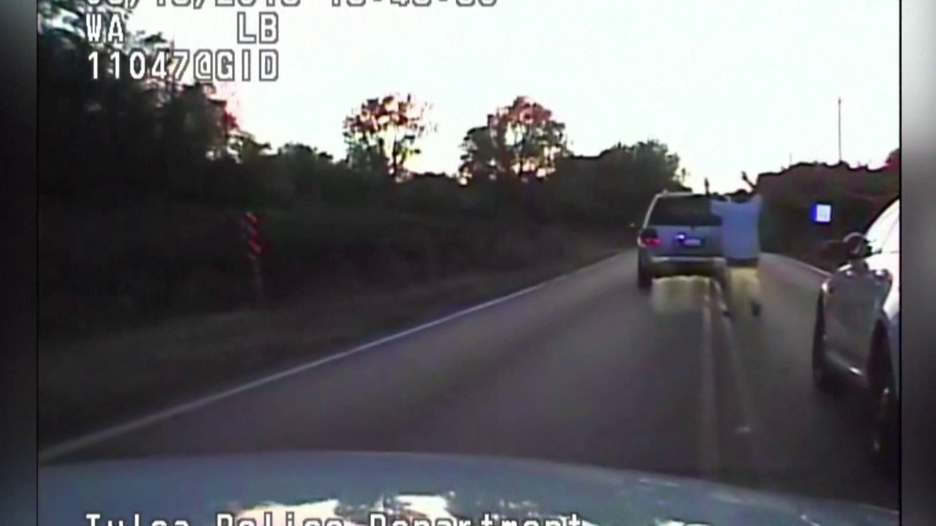 Still from video that shows moments before Terence Crutcher was shot to death by Tulsa police officer