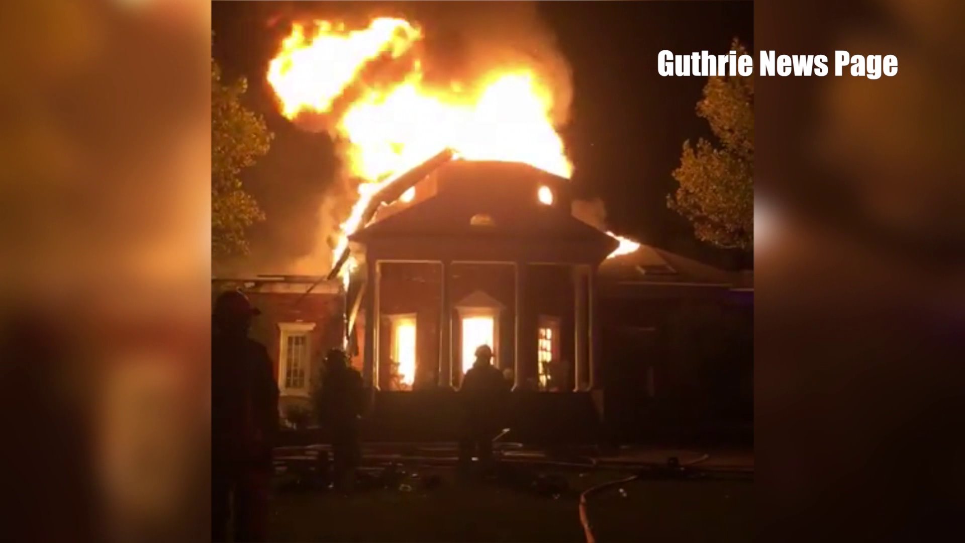 Home in Guthrie caught fire late Sunday. Photo: Guthrie News Page