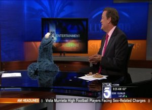 "Sesame Street's" Cookie Monster appears on the KTLA 5 Morning News on Sept. 17, 2013. Full segment embedded below. (Credit: KTLA)