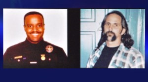 LAPD Officer Kevin Gaines, left, was killed in 1997 during an off-duty dispute with Detective Frank Lyga, right, who was undercover at the time. The killing was the subject of the recording that allegedly features Lyga and that prompted a June 2014 police investigation. The two men are shown in file photos.