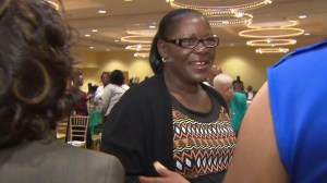 Supporters of Marlene Pinnock, pictured, gathered in South Los Angeles on Friday, Sept. 12, 2014. (Credit: KTLA)