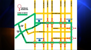 AIDS Walk Los Angles provided this map of street closures that were in effect Oct. 12, 2014. 