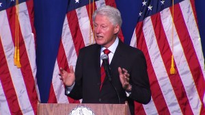 Bill Clinton speaks at the "Get Out The Vote" rally in Oxnard on Wednesday, Oct. 29, 2014. (Credit: KTLA)