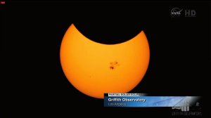 An image of the partial solar eclipse on Oct. 23, 2014, was broadcast from the Griffith Observatory via NASA.