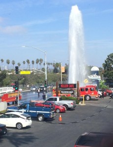 Killer Shrimp Manager Megan Peery took this photo of a geyser of water outside the restaurant on Oct. 14, 2014. 