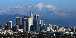 This file photo shows the Los Angeles skyline as seen from Kenneth Hahn State Recreation Area in Baldwin Hills. (Credit: Genaro Molina /Los Angeles Times)