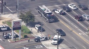 A neighborhood in Van Nuys was evacuated after a suspicious package report on Oct. 14, 2014. (Credit: KTLA)