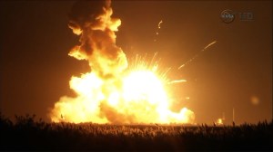 The NASA rocket Antares exploded upon launch in Wallops Island, Virginia, on Tuesday, Oct. 28, 2014. (Credit: NASA)