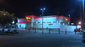 Three male teenagers were wounded in a shooting near an In-N-Out Burger restaurant in San Pedro on Friday, Oct. 17, 2014. (Credit: KTLA)