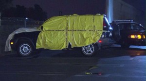 Two men fled a Honda CRV after hitting and killing three teens in Santa Ana Halloween night. (Credit: KTLA)