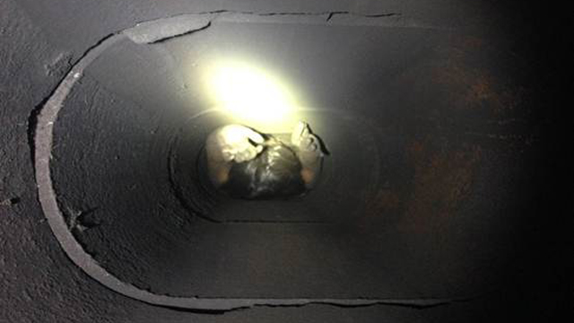 The Ventura County Sheriff’s Department provided this photo of a woman who was trapped inside a chimney at a Thousand Oaks home on Oct. 19, 2014. 