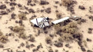 Wreckage from the Virgin Galactic rocket that crashed was spread out across a wide area in the Mojave Desert near Cantil on Oct. 31, 2014. (Credit: KTLA)