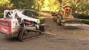 Cleanup continued in Glendora well into Friday afternoon on Nov. 21, 2014. (Credit: KTLA)