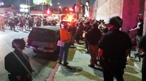 Eight arrests were made in Ferguson protests in Los Angeles on Friday night, according to LAPD Cmdr. Andy Smith.  (Credit: KTLA)