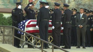 Officer Shaun Diamond was buried at Forest Lawn in Covina on Nov. 6, 2014. (Credit: KTLA)