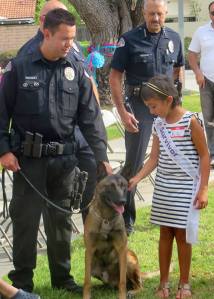 Reiko, a K-9 that officials said was shot and wounded by a suspect on Sunday, Nov. 23, 2014, is seen in a photo provided by the West Covina police Department.