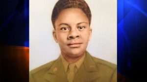 Sgt. Lee Henderson Manning is seen in an image displayed during a memorial ceremony in Inglewood on Friday, Nov. 7, 2014. 