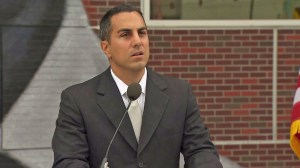 Assemblyman Mike Gatto speaks at a dedication ceremony for the Joseph Gatto Memorial Highway on Nov. 12, 2014. (Credit: KTLA)