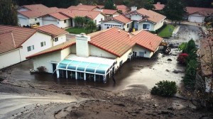 A home sustained major damage after a mudslide in Camarillo on Oct. 31, 2014. (Credit: Mark Mester/KTLA)