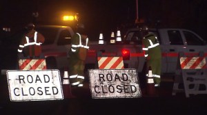 Nearly 10 miles of Pacific Coast Highway closed Nov. 30, 2014, after rain caused debris to cover the roadway. (Credit: KTLA)