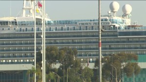 The Crown Princess was docked in San Pedro on Nov. 16, 2014. (Credit: KTLA)