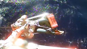 A boater is rescued near Point Hueneme on Sunday, Nov. 16, 2014. (Credit: U.S. Coast Guard)