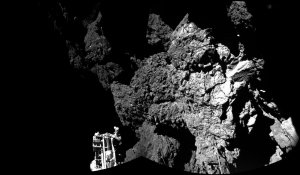 Rosetta's lander Philae is safely on the surface of Comet 67P/Churyumov-Gerasimenko, as these first two CIVA images confirmed on Nov. 13, 2014. (Credit:ESA/Rosetta/Philae/CIVA) 