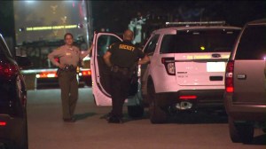 Downey Police officer was wounded Thursday while working an undercover narcotics operation in San Bernardino. (Credit: KTLA) 