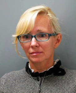 Former Baltimore Ravens cheerleader Molly Shattuck, 47, who was accused of having a sexual relationship with a 15-year-old boy, is seen in a booking photo. (Credit: Delaware State Police via CNN)