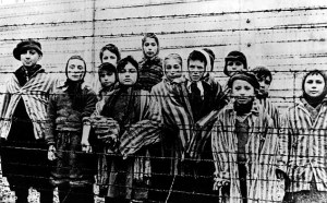 A 1945 photo shows children prisons of the German prison camp Auschwitz in Poland. (Credit: Alexander Vorontsov via Shoah Foundation)