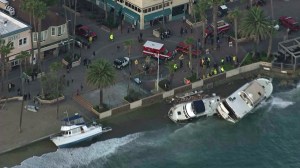 Authorities were on scene at Avalon Harbor on Dec. 31, 2014, after two people were killed on Catalina Island. (Credit: KTLA)