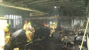 A fire damaged several classrooms at Bolsa Grande High School on Dec. 7, 2014. (Credit: OnScene TV) 