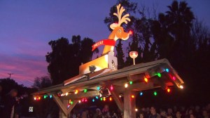 A new Rudolph the Red-Nosed Reindeer statue was erected in Rolling Hills Estates on Sunday, Dec. 21, 2014. The original statue had been stolen. (Credit: KTLA)