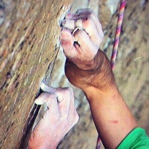 Kevin Jorgeson's hands are shown as they grip the razor edge on Pitch 15 on Jan. 4, 2015. (Credit: Adidas Outdoor)