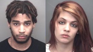 Michael Barnes, left, and Toni Wilson, right, are seen in booking photos provided by the Evansville Police Department. 