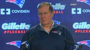 New England Patriots coach Bill Belichick addressed the so-called "Deflategate" controversy at a news conference in Boston on Thursday, Jan. 22, 2015. (Credit: WHDH)